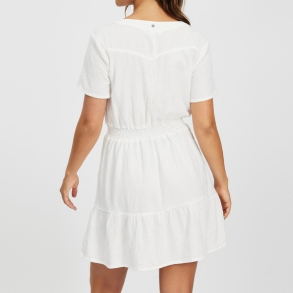 Rusty Short Sleeve V Neck White Mini Dress Size 14 NWT - Picture 3 of 12